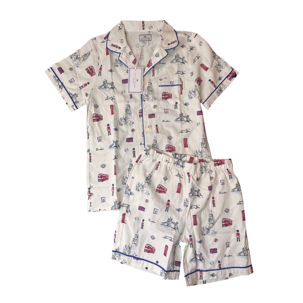 Petite Plume Boys London Is Calling Classic Short Pajama Set Size 10 NEW